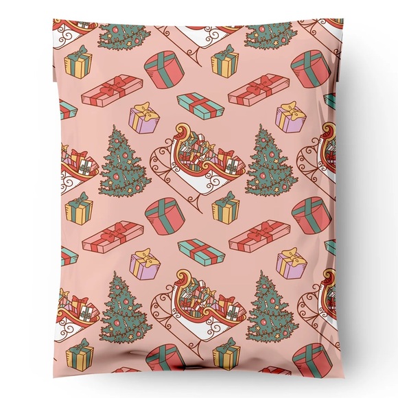 Christmas Santa's Sleigh Poly Mailers 10x13 Pack of 25 - Picture 2 of 9